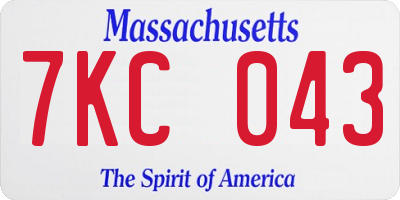MA license plate 7KC043