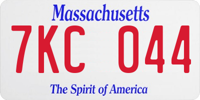 MA license plate 7KC044
