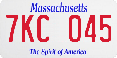 MA license plate 7KC045