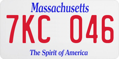 MA license plate 7KC046