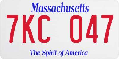 MA license plate 7KC047