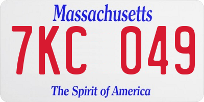 MA license plate 7KC049