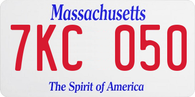 MA license plate 7KC050
