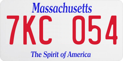 MA license plate 7KC054