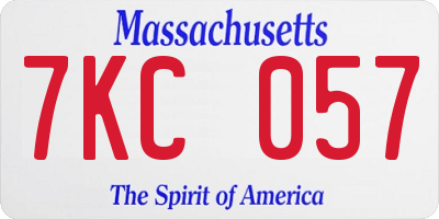 MA license plate 7KC057