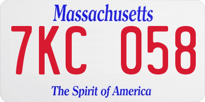 MA license plate 7KC058