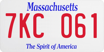 MA license plate 7KC061