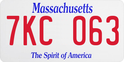 MA license plate 7KC063