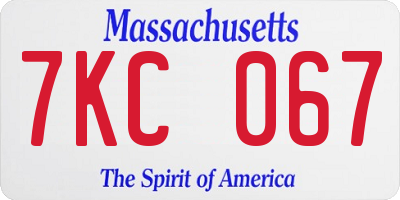 MA license plate 7KC067