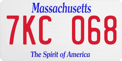 MA license plate 7KC068