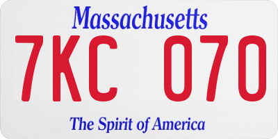 MA license plate 7KC070