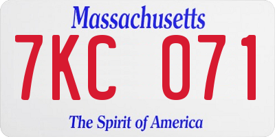 MA license plate 7KC071