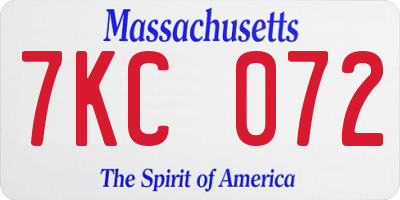MA license plate 7KC072