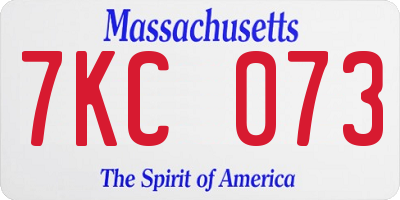MA license plate 7KC073