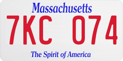 MA license plate 7KC074