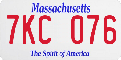 MA license plate 7KC076