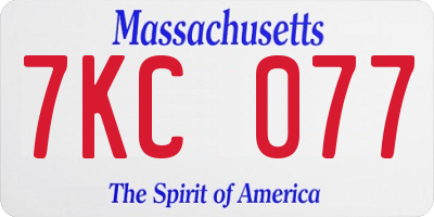 MA license plate 7KC077