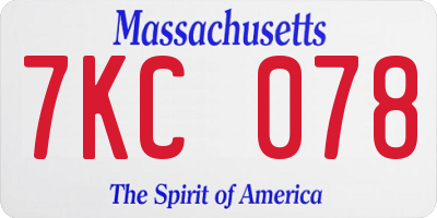 MA license plate 7KC078