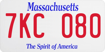MA license plate 7KC080