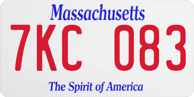 MA license plate 7KC083