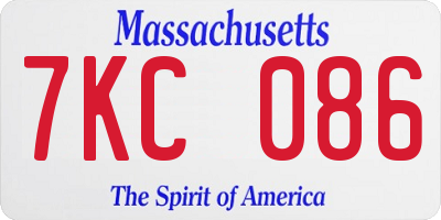 MA license plate 7KC086