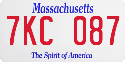 MA license plate 7KC087