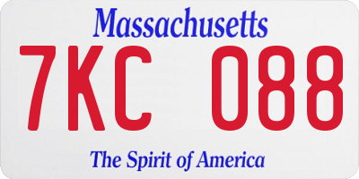 MA license plate 7KC088