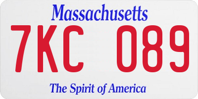 MA license plate 7KC089