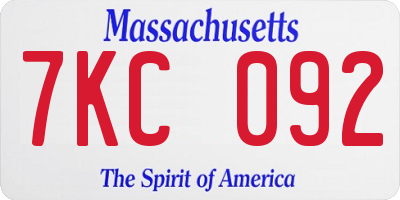 MA license plate 7KC092