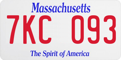 MA license plate 7KC093