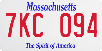 MA license plate 7KC094