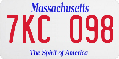MA license plate 7KC098