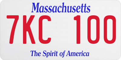 MA license plate 7KC100