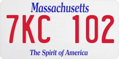 MA license plate 7KC102