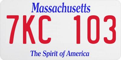 MA license plate 7KC103