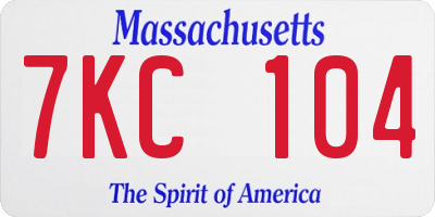 MA license plate 7KC104