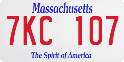 MA license plate 7KC107