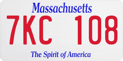 MA license plate 7KC108