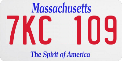 MA license plate 7KC109