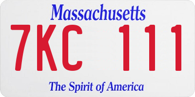 MA license plate 7KC111