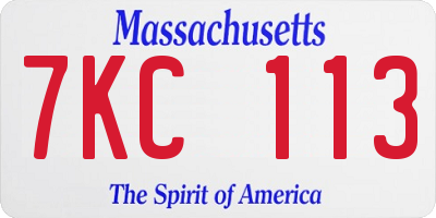 MA license plate 7KC113