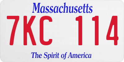 MA license plate 7KC114