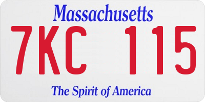 MA license plate 7KC115