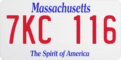 MA license plate 7KC116