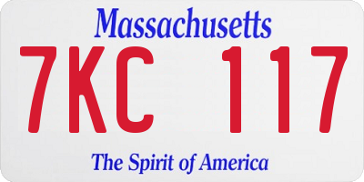 MA license plate 7KC117