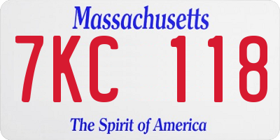 MA license plate 7KC118