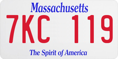 MA license plate 7KC119