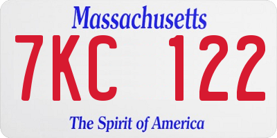 MA license plate 7KC122