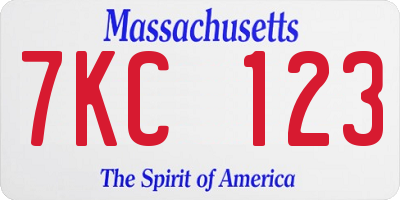MA license plate 7KC123