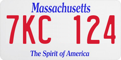 MA license plate 7KC124